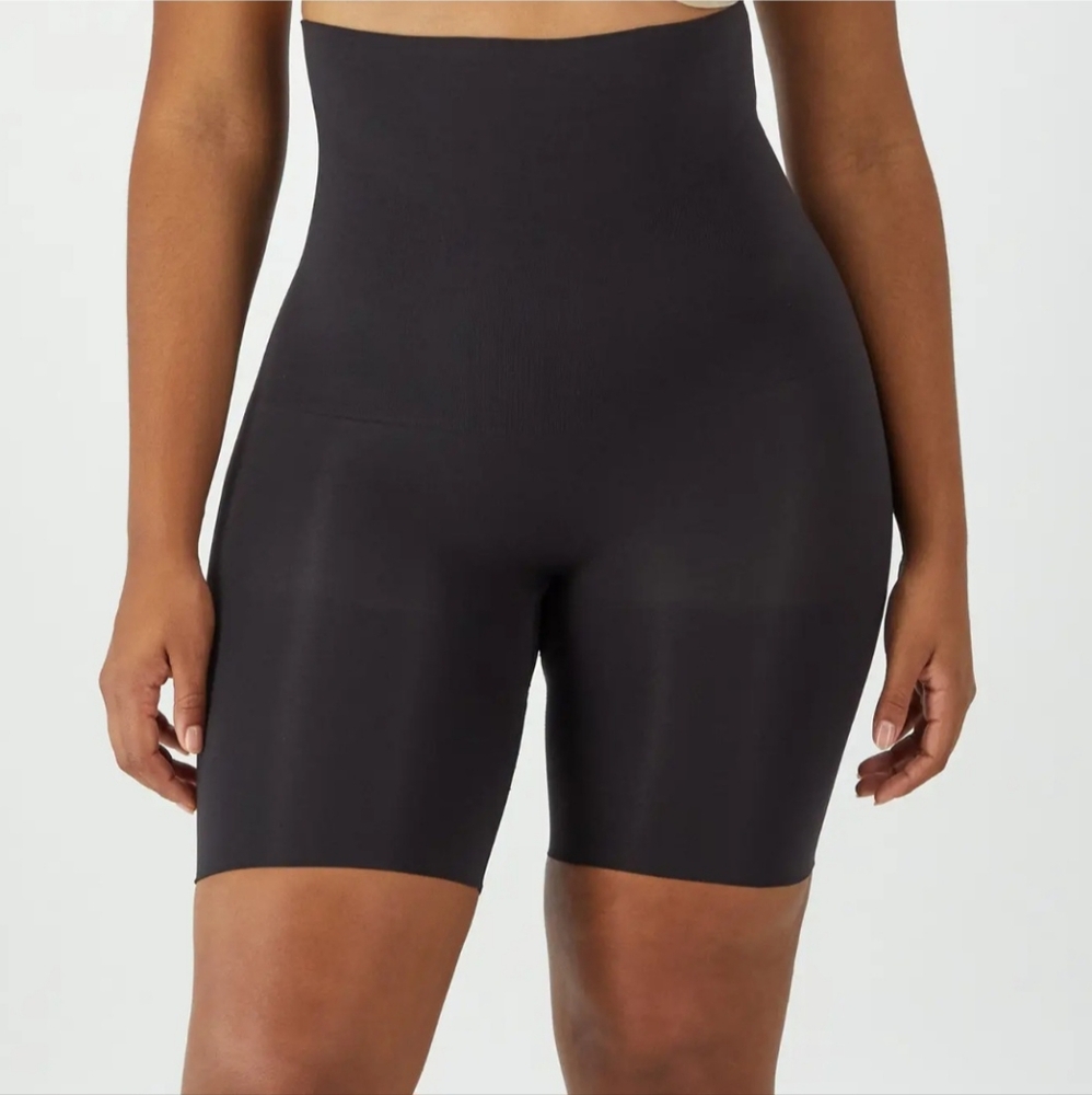 Flexees by Maidenform All Over Control Black Hi Waist Thigh Slimmer 2XL  W-978